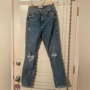 Zara distressed blue jeans, size 2